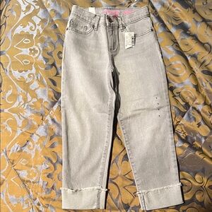 The Children's Place Light Gray Jeans with Frayed Cuffs